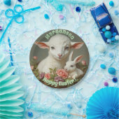 Pasen Aangepaste Personaliseer Lam & Bunny Papieren Bordje (Feest)