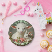 Pasen Aangepaste Personaliseer Lam & Bunny Papieren Bordje (Feest)
