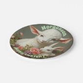Pasen Aangepaste Personaliseer Lam & Bunny Papieren Bordje (Gekanteld)