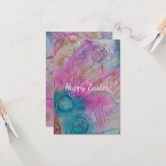 Pasen Abstracte Mixed Media Kaart (Voorkant / Achterkant in situ)