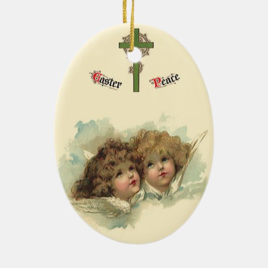 Pasen, Angelic Angels Clouds in de hemel Keramisch Ornament (Achterkant)