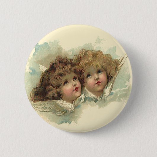 Pasen, Angelic Angels Clouds in de hemel Ronde Button 5,7 Cm (Voorkant)