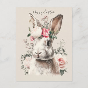 Pasen Ansichtkaart met Bloemen en Paashaas Briefkaart