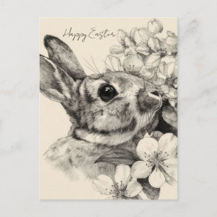 Pasen Ansichtkaart met Bloemen en Paashaas Briefkaart