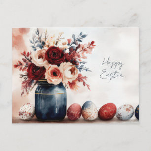 Pasen Ansichtkaart met Paaseieren en Bloemen Briefkaart