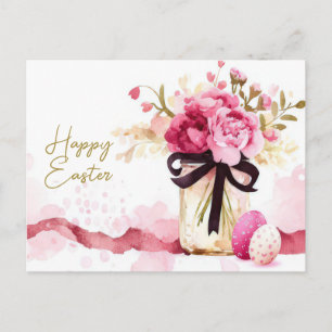 Pasen Ansichtkaart met Paaseieren en Bloemen Briefkaart