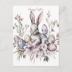 Pasen Ansichtkaart met Paaseieren en Bloemen Briefkaart