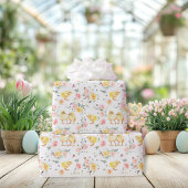 Pasen Baby Chicks Spring Floral Cadeaupapier