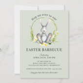 Pasen Barbecue Cute Bunny Floral Kaart (Voorkant)