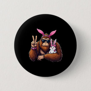Pasen Bigfoot Bunny Funny Paasdag Sasquatch Bo Ronde Button 5,7 Cm