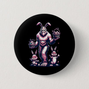 Pasen Bigfoot met Bunny en Egg Bysket Feestelijke Ronde Button 5,7 Cm