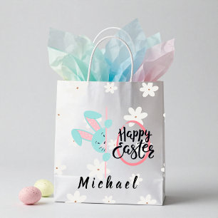 Pasen Blauwe Konijn Gepersonaliseerde Cadeautas