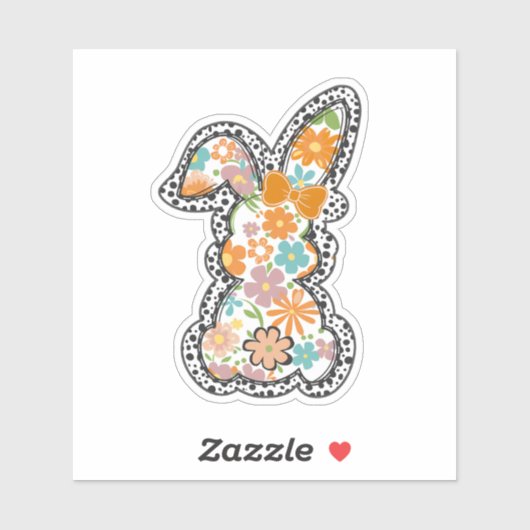 Pasen Bloemen Bunny Luipaard Border Happy Pasen Sticker (Vel)