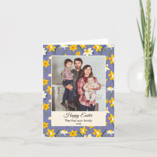 Pasen Bloemen familie foto Flat Holiday Kaart