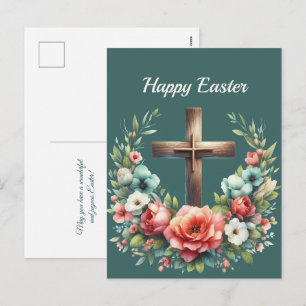 Pasen Bloemen Kruis Illustratie Feestdagenkaart