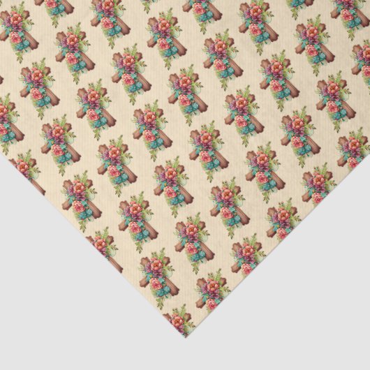 Pasen Bloemen Waterverf Kruis Tissuepapier (Detail)