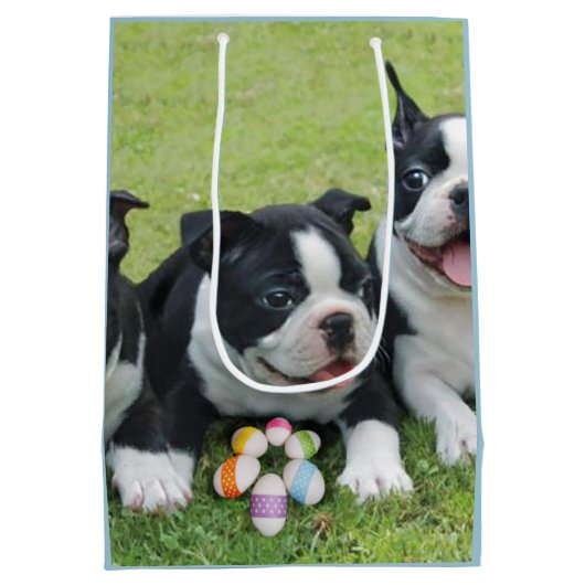 Pasen Boston Terriers medium Gift Bag Medium Cadeauzakje (Achterkant)