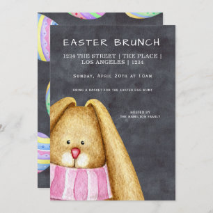 Pasen Brunch Bunny Rabbit in Scarf Kaart