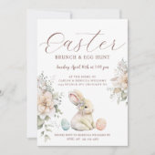 Pasen Brunch Egg Hunt Bunny Floral Kaart (Voorkant)