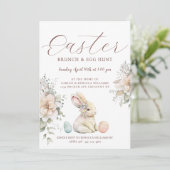 Pasen Brunch Egg Hunt Bunny Floral Kaart (Staand voorkant)