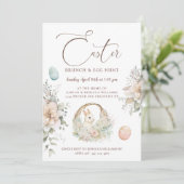 Pasen Brunch Egg Hunt Bunny Floral Kaart (Staand voorkant)