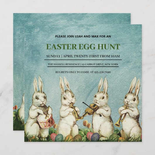 Pasen Brunch , Egg Hunt Uitnodiging (Voorkant / Achterkant)