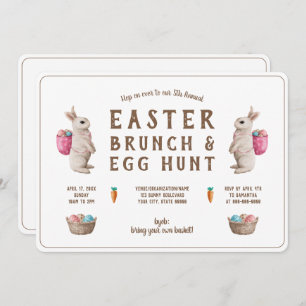 Pasen Brunch Egg Hunt Waterverf Bunny Basket Kaart