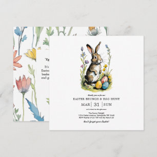 Pasen Brunch & Eieren zoeken Wildflower Bunny Kaart