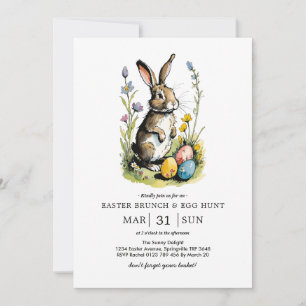 Pasen Brunch & Eieren zoeken Wildflower Bunny Kaart