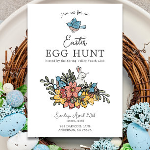 Pasen Brunch en Egg Hunt Cute Floral Pasen Invi Kaart