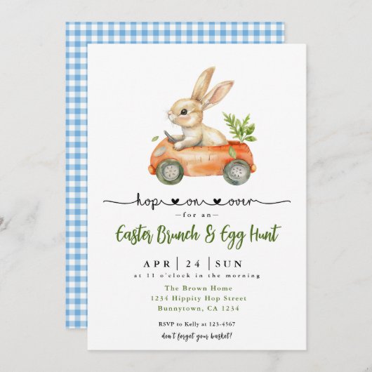 Pasen Brunch en Egg Hunt Kaart (Voorkant / Achterkant)