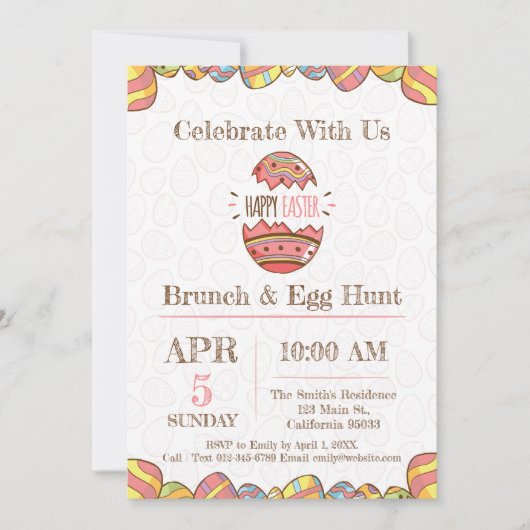 Pasen Brunch en Egg Hunt Party Invitation. Kaart (Voorkant)
