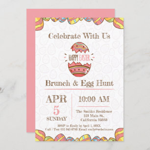 Pasen Brunch en Egg Hunt Party Invitation. Kaart