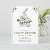 Pasen Brunch en Egg Hunt Waterverf Rabbit Bunny Kaart (Staand voorkant)