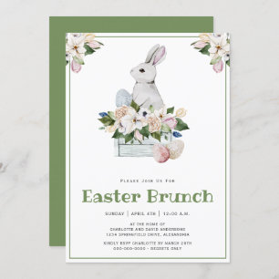 Pasen Brunch en Egg Hunt Waterverf Rabbit Bunny Kaart