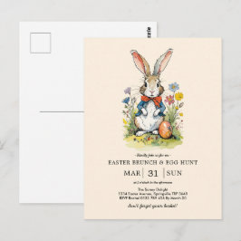 Pasen Brunch en Egg Hunt | Wildflower Bunny Briefkaart