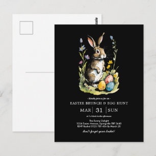 Pasen Brunch en Egg Hunt   Wildflower Bunny Briefkaart