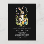 Pasen Brunch en Egg Hunt | Wildflower Bunny Briefkaart (Voorkant)