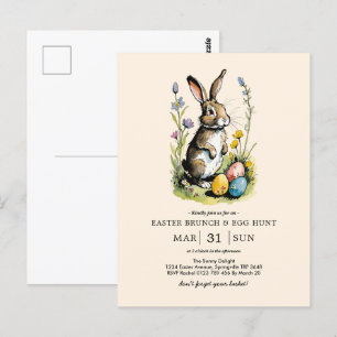 Pasen Brunch en Egg Hunt Wildflower Bunny Briefkaart
