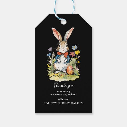Pasen Brunch en Egg Hunt | Wildflower Bunny Cadeaulabel (Voorkant)