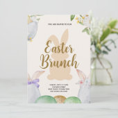 Pasen Brunch en Egg Hunt | Wildflower Bunny Kaart (Staand voorkant)