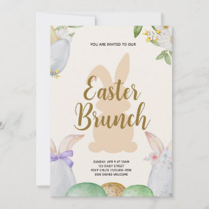 Pasen Brunch en Egg Hunt Wildflower Bunny Kaart