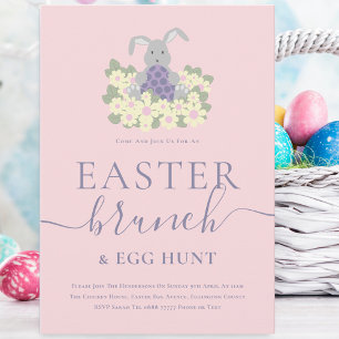 Pasen Brunch en Eierenjacht Knuffel Konijn Roze Kaart