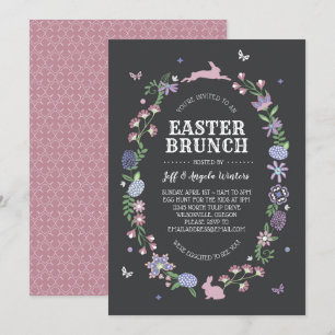 Pasen Brunch Folk Art Floral Kaart