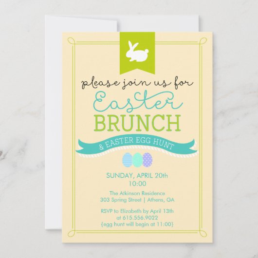 Pasen Brunch & Paasjacht Uitnodiging tot tante (Voorkant)