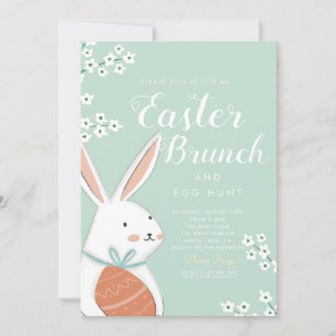 Pasen Brunch White Bunny en Egg Kaart