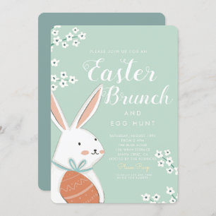 Pasen Brunch White Bunny en Egg Kaart