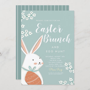 Pasen Brunch White Bunny en Egg Kaart