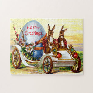Pasen Bunnies in Automobiel Legpuzzel