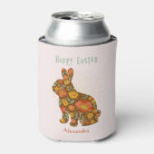 Pasen Bunny Aangepaste gouden roze Floral Blikjeskoeler (Blikje Voorkant)